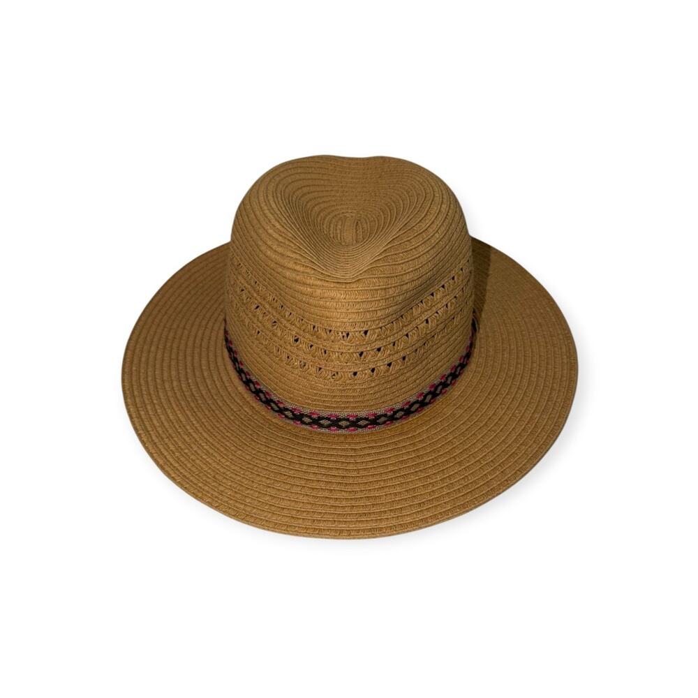 Eddie Bauer Panama Packable Straw Sun Hat, Women’s Size S/M, Colorful Band - Picture 2 of 3